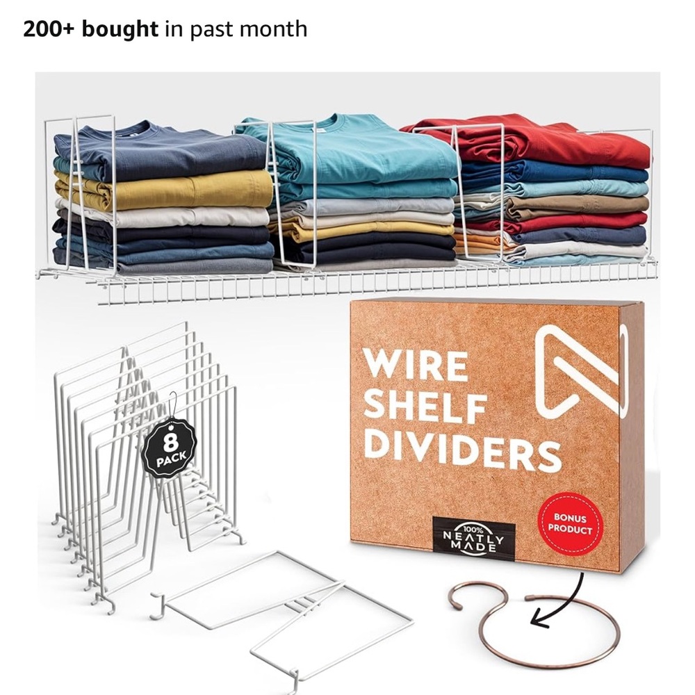 White Wire Shelf Dividers - 8 Pack